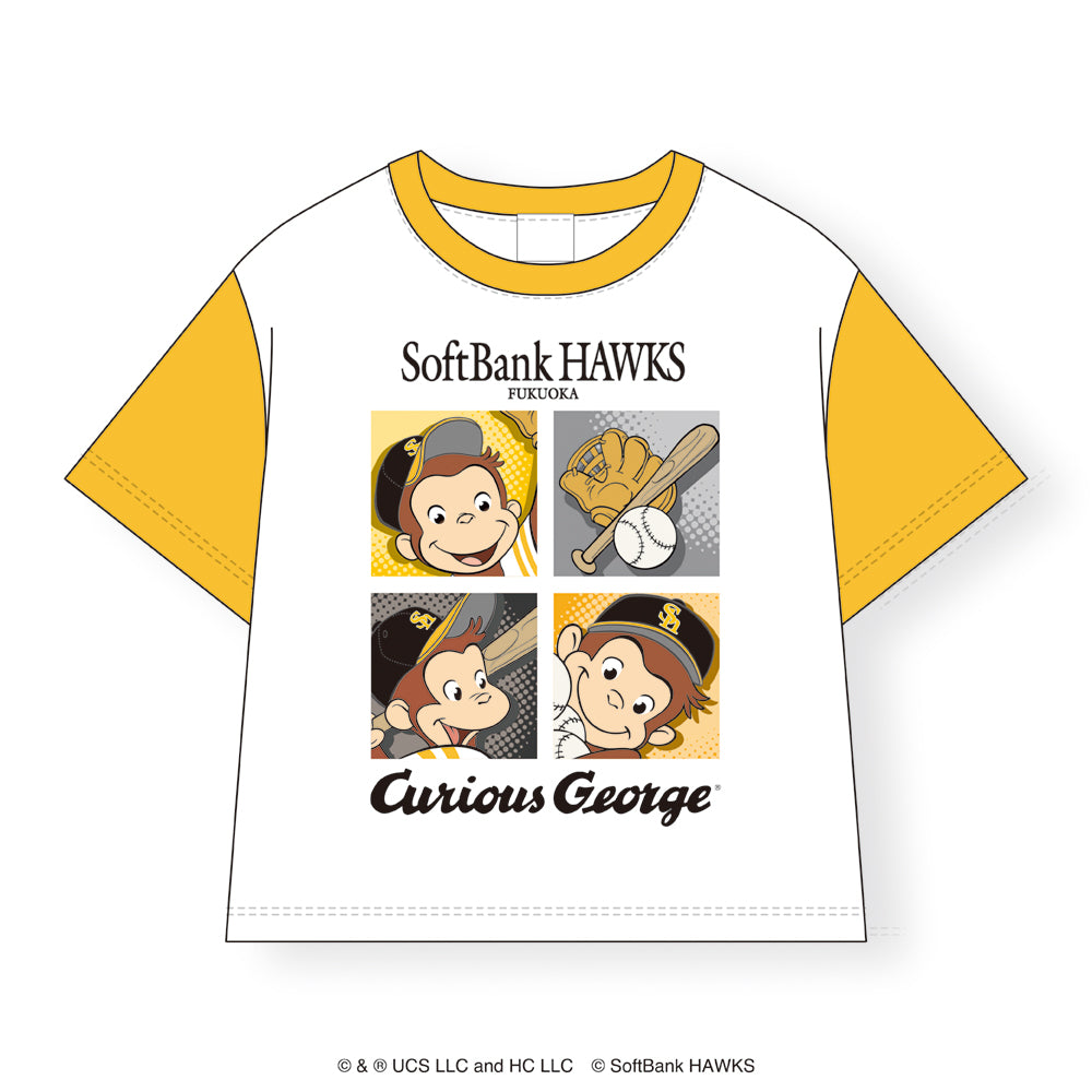 福岡ソフトバンクホークス Tシャツ (パネル柄) / おさるのジョージ / 2025