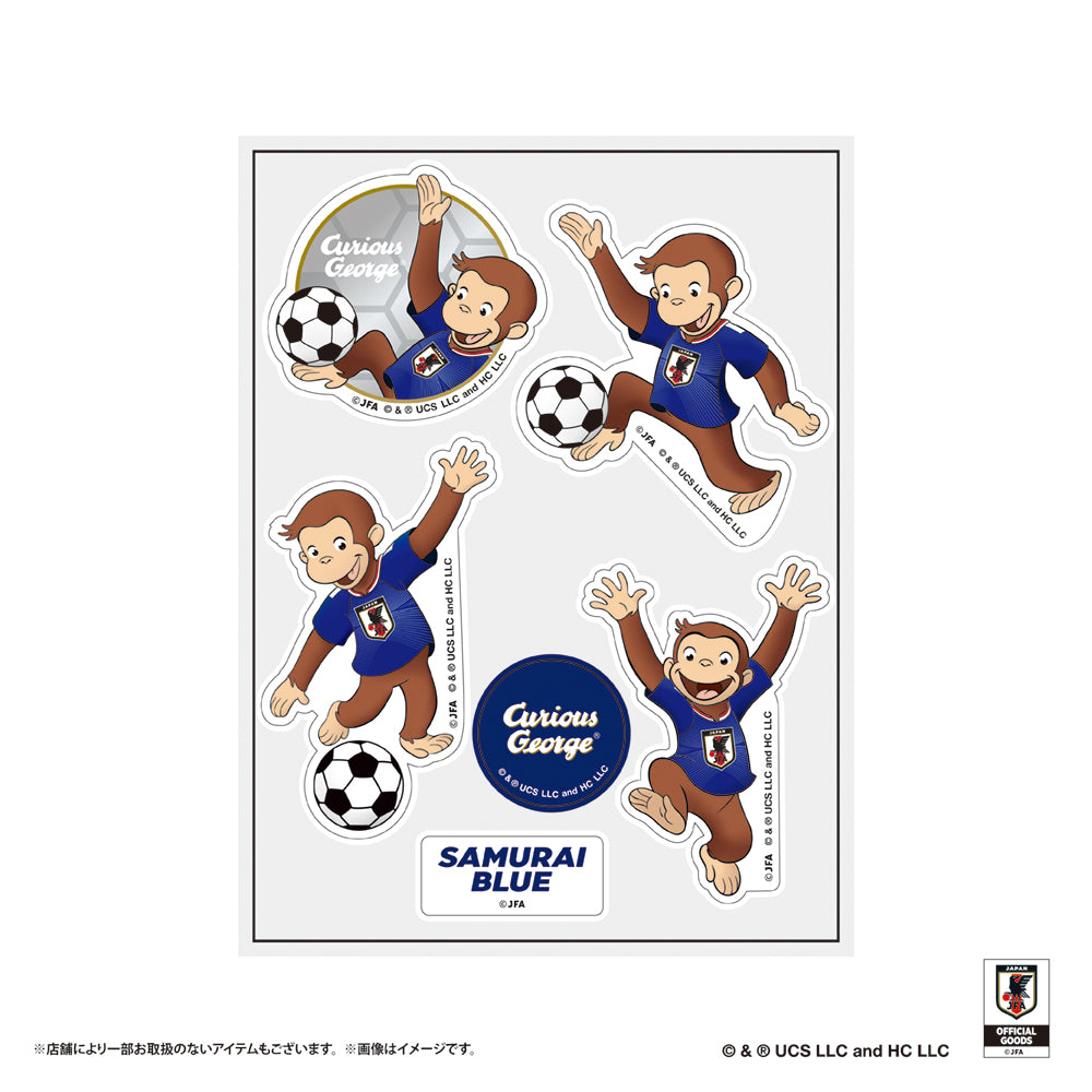 おさるのジョージ マルチステッカー サッカー日本代表 ver.
